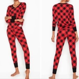 Victoria's secret red & black plaid holiday thermal pajama pants small medium